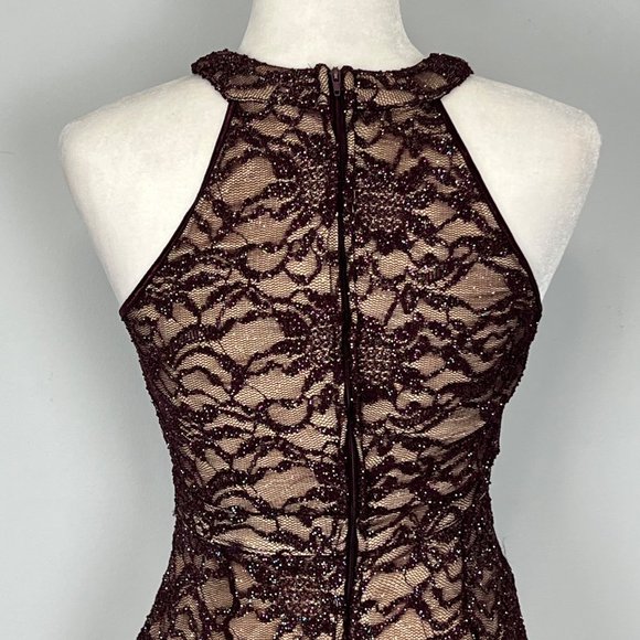 Emerald Sundae Plum Sequin Mini Dress Fit Flare Sleeveless Juniors size Small - Picture 7 of 12